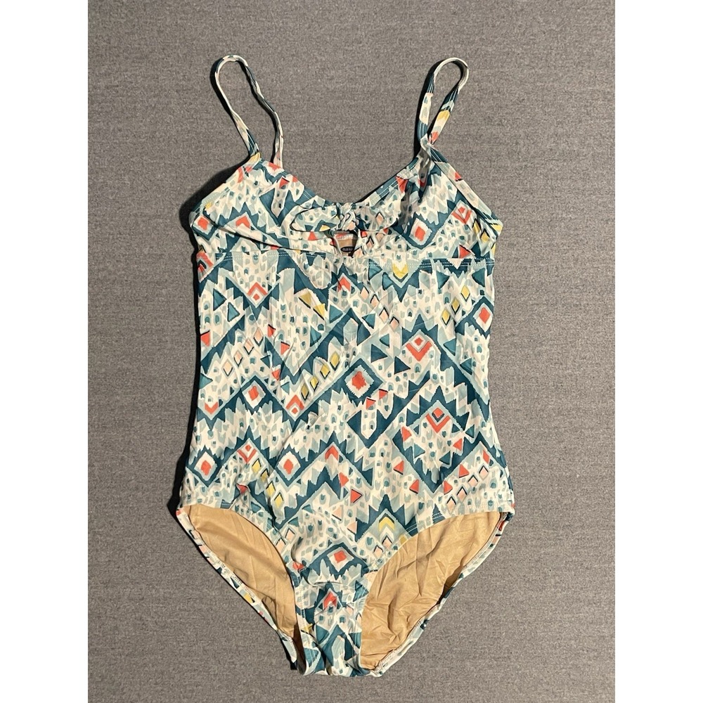 Old Navy Tribal Print One Piece Swimsuit Women Large Blue Boho Swimwear‎